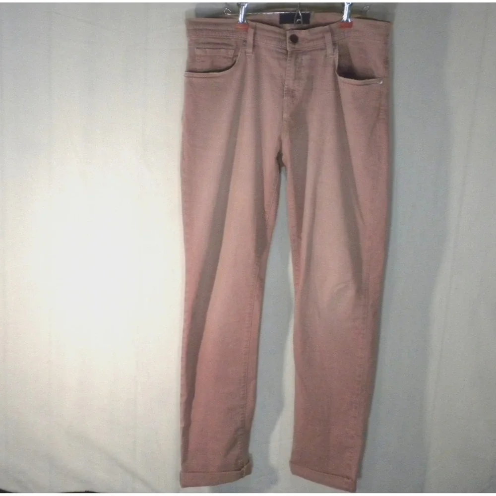 J Brand Tyler Jeans Mens 33x32 Thrashed‎ Radish Red Denim Slim Fit Distressed